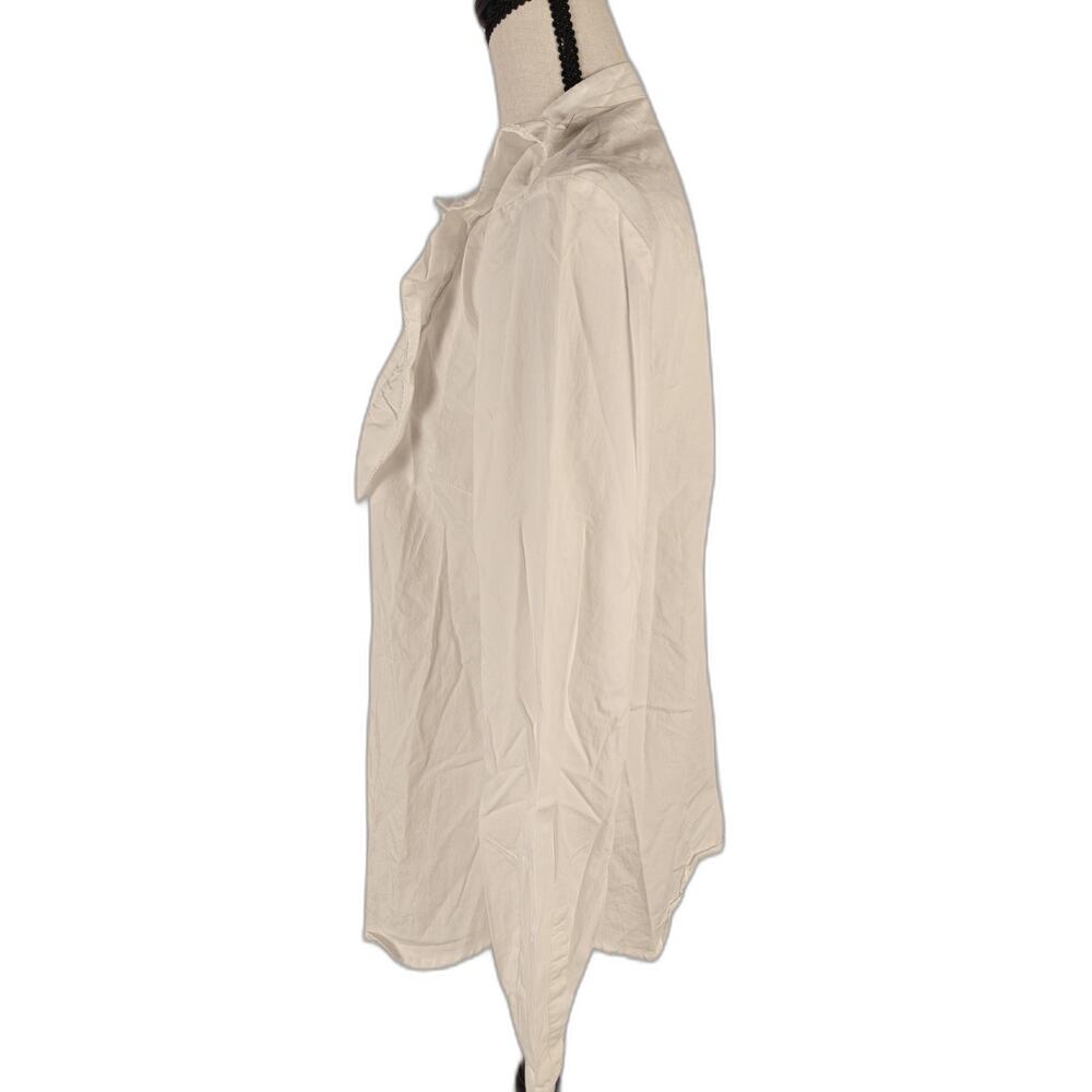 Women's, 1901, Ruffle Bib Button Front Blouse, White, Small - Picture 3 of 6